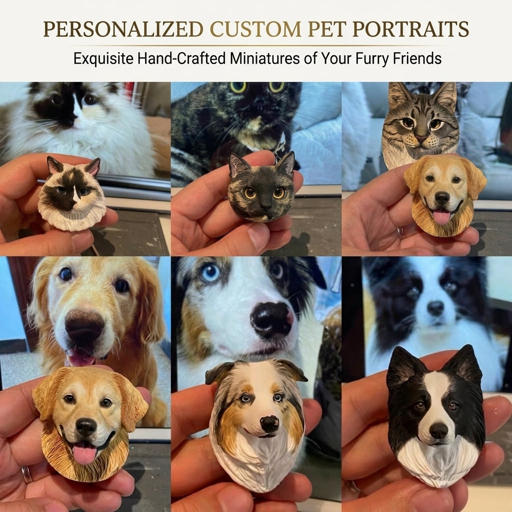 Custom Pet (Cat & Dog) Portrait Fridge Magnet with Photo Frame